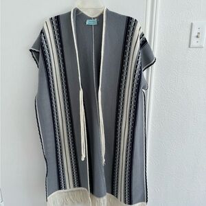 Boho fringe open sweater poncho style unisex
